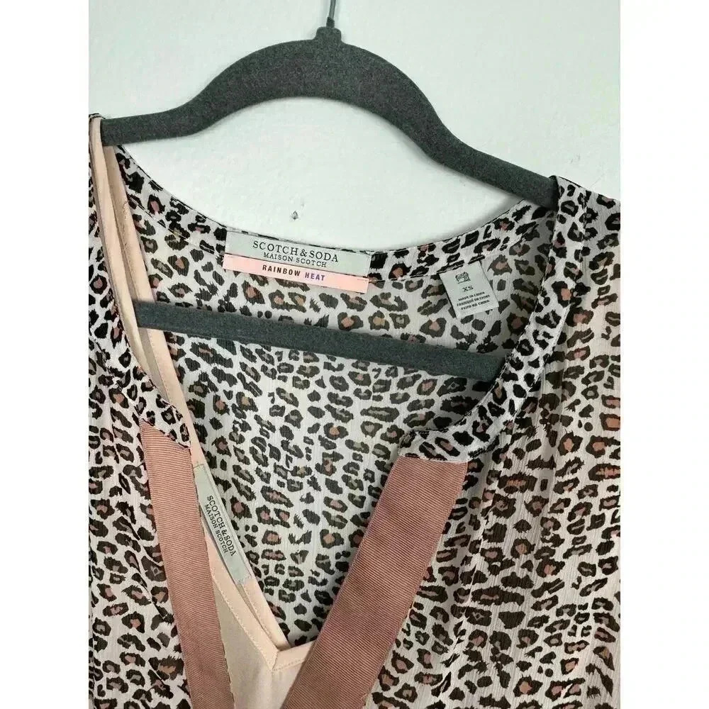 Scotch and Soda Leopard Print Dress X-Size Small Boho High low - Picture 7 of 7